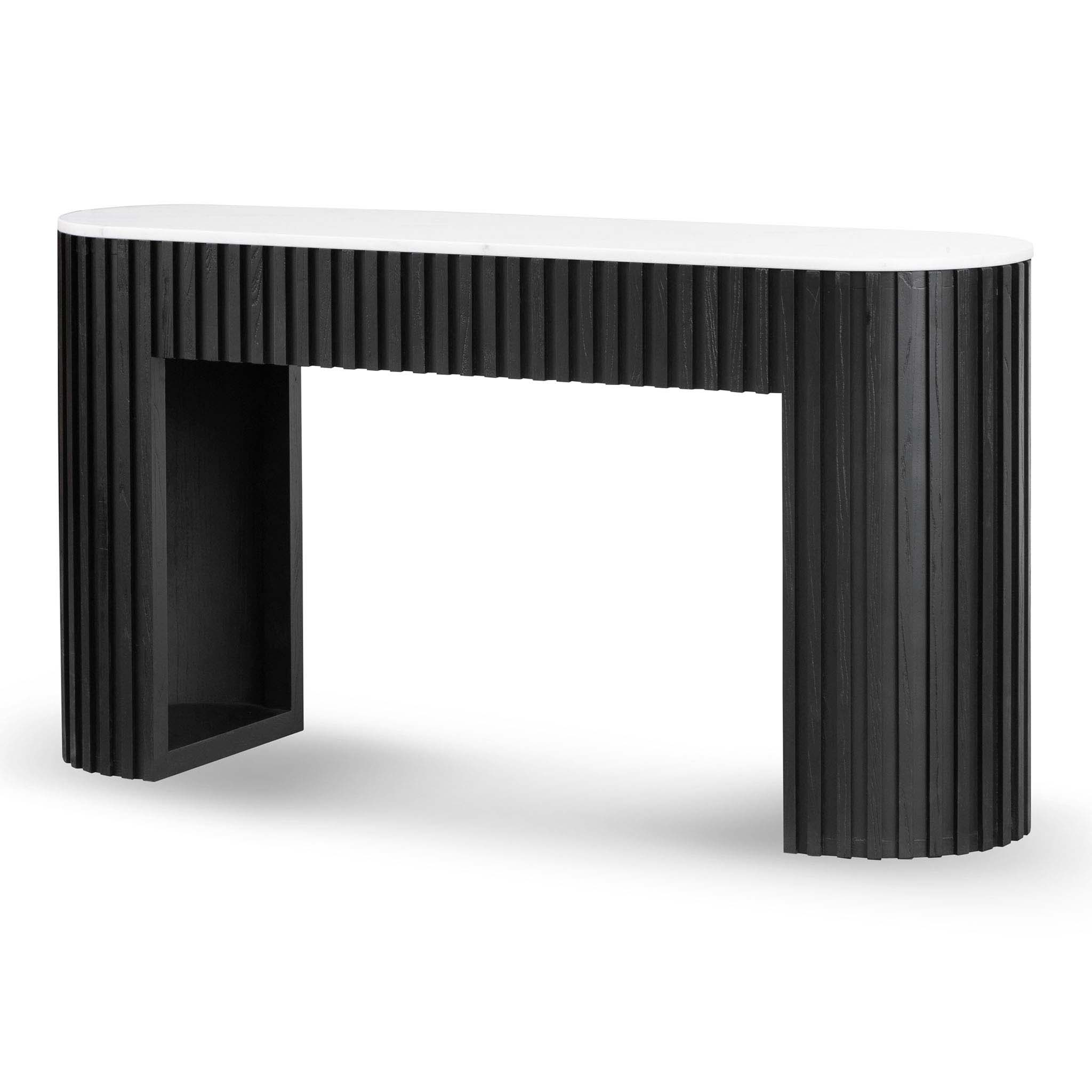 Xavier 1.6m White Marble Console Table - Black - Console