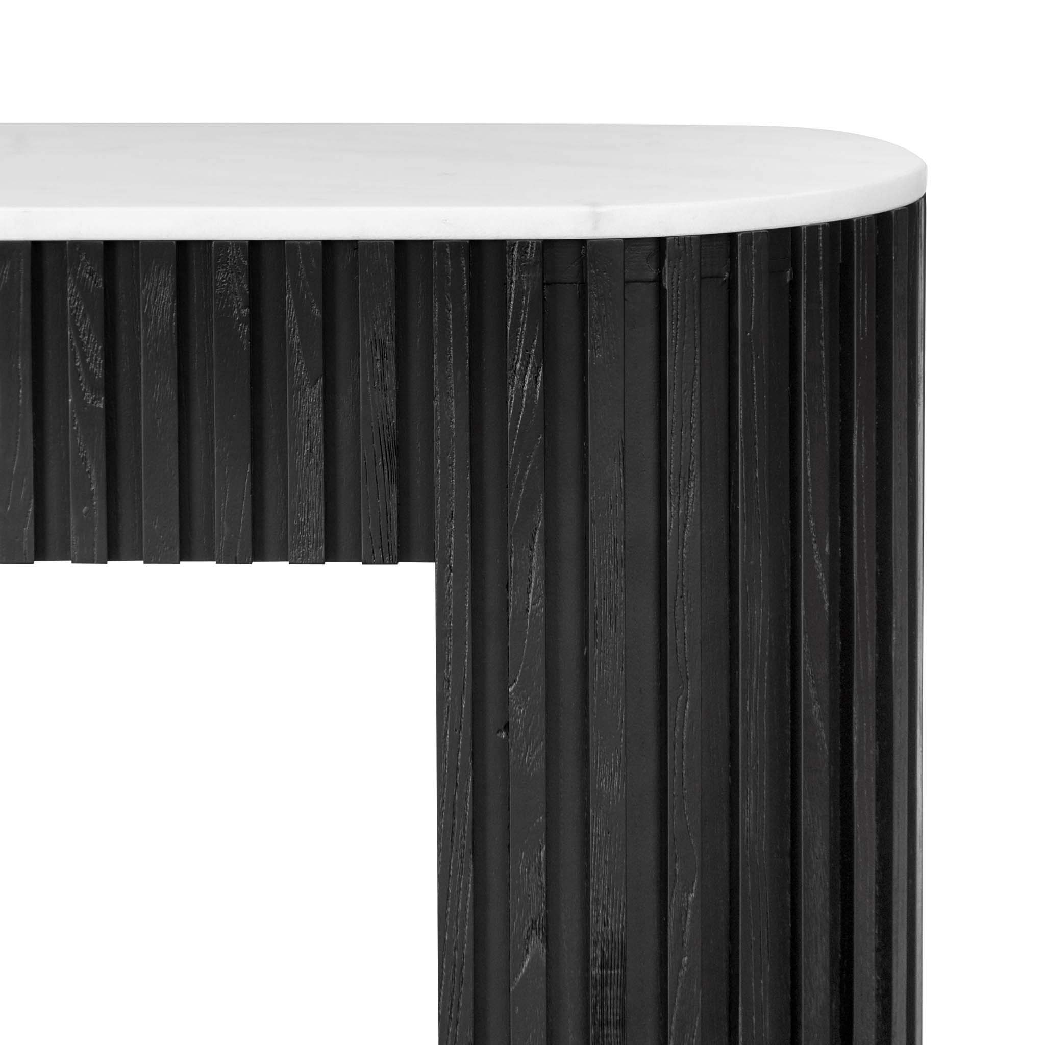 Xavier 1.6m White Marble Console Table - Black - Console
