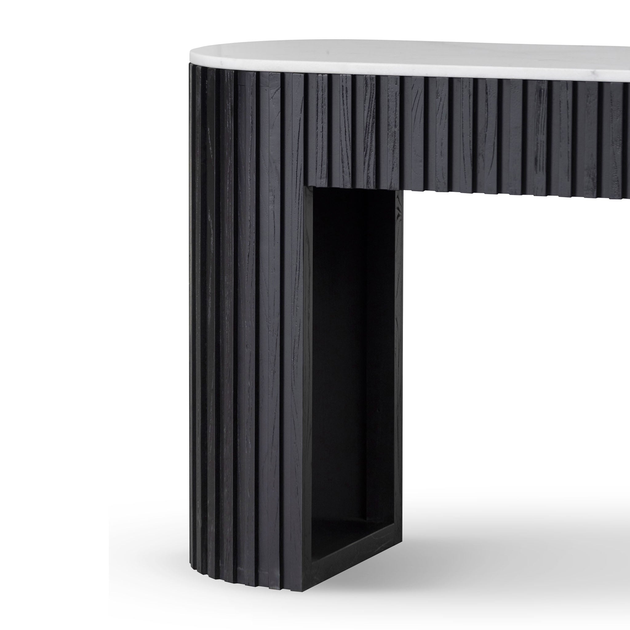 Xavier 1.6m White Marble Console Table - Black - Console