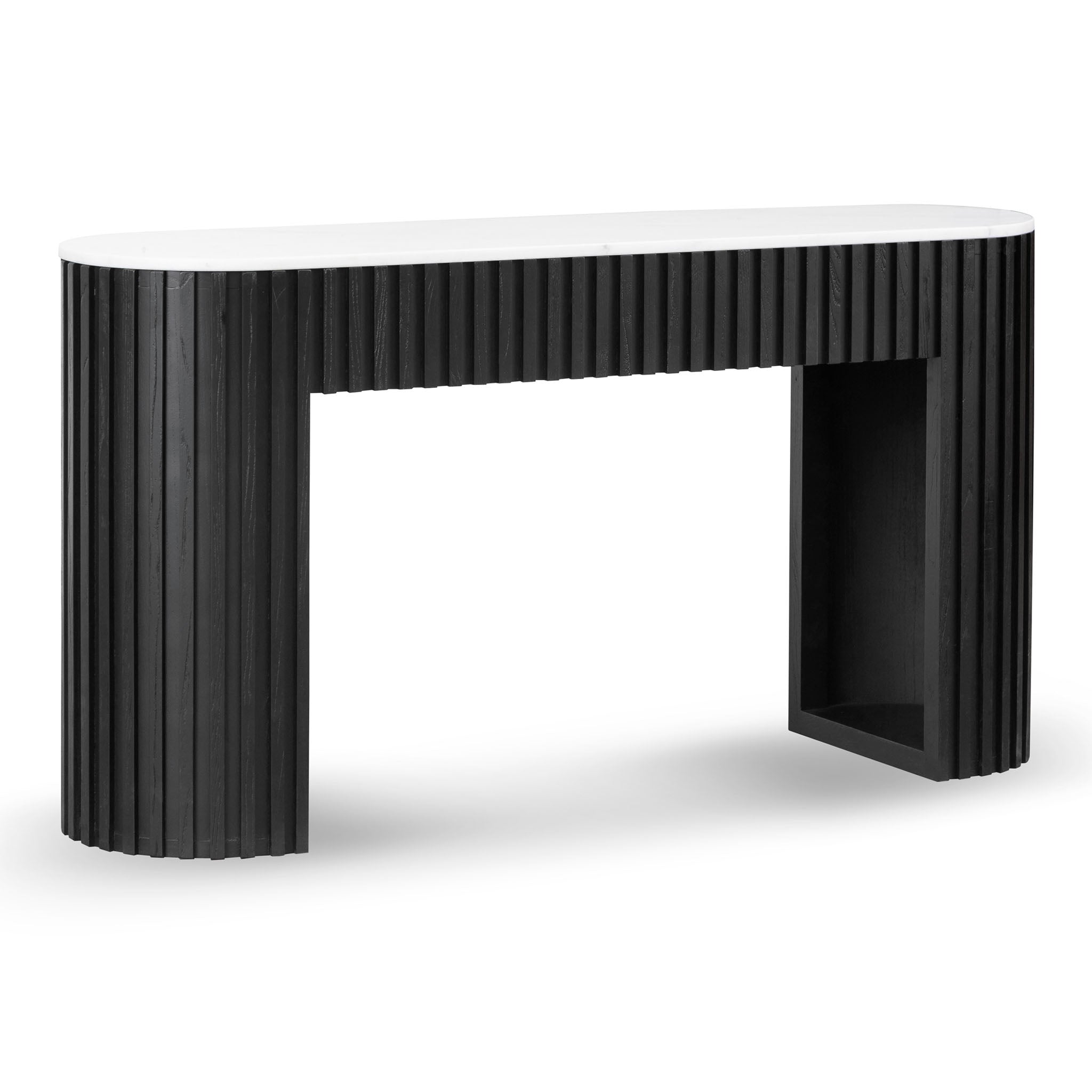 Xavier 1.6m White Marble Console Table - Black - Console