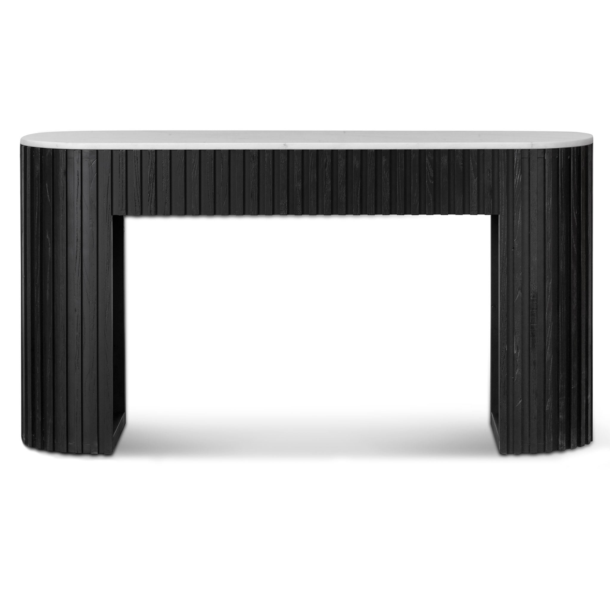 Xavier 1.6m White Marble Console Table - Black - Console