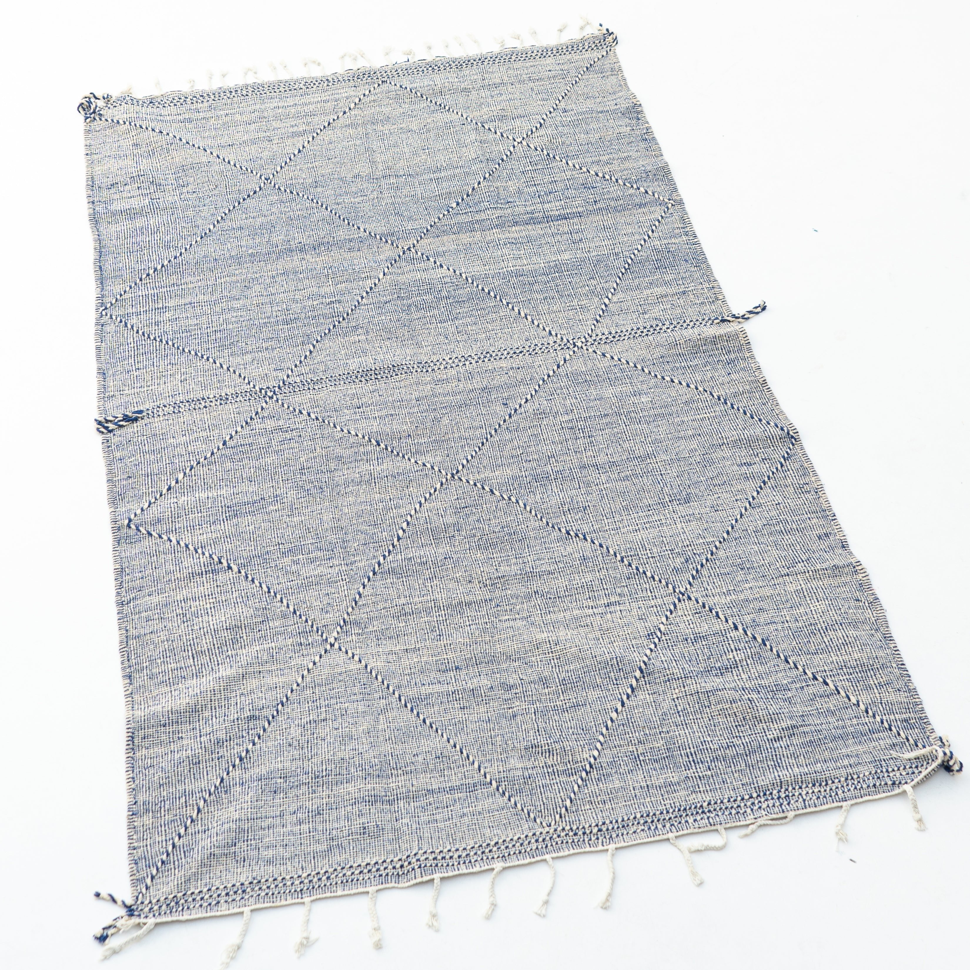 Zanafi Kilim - Blue & White Dots - Berber Rug