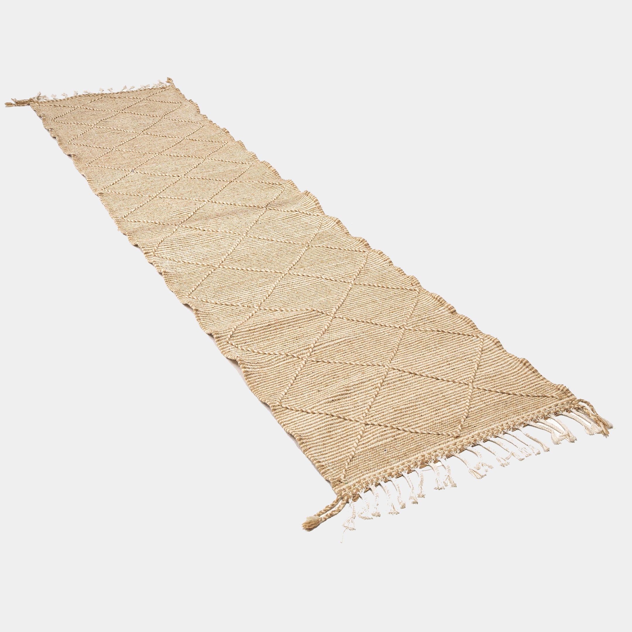 Zanafi Kilim Runner - Beige & Off White Diamonds - Berber Rug
