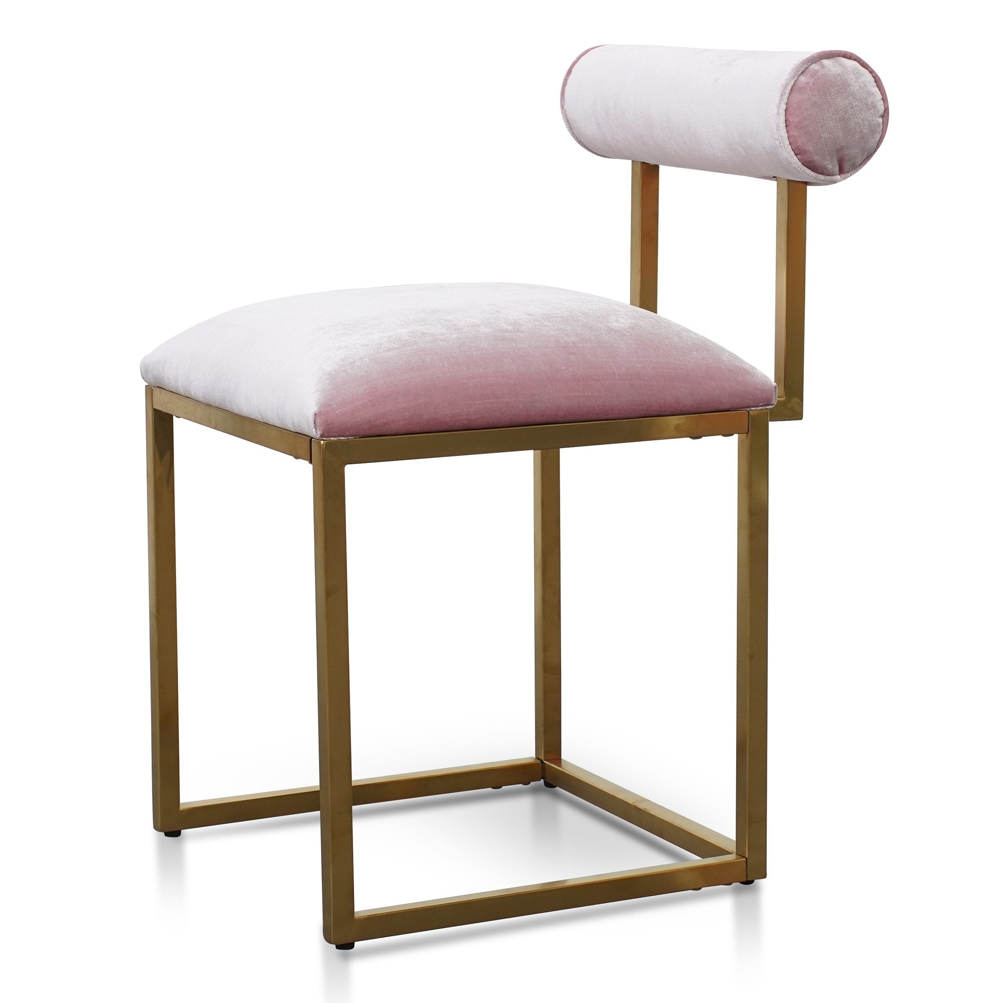 Zaynab Pink Velvet Chair - Brushed Gold Base - Dining Chairs
