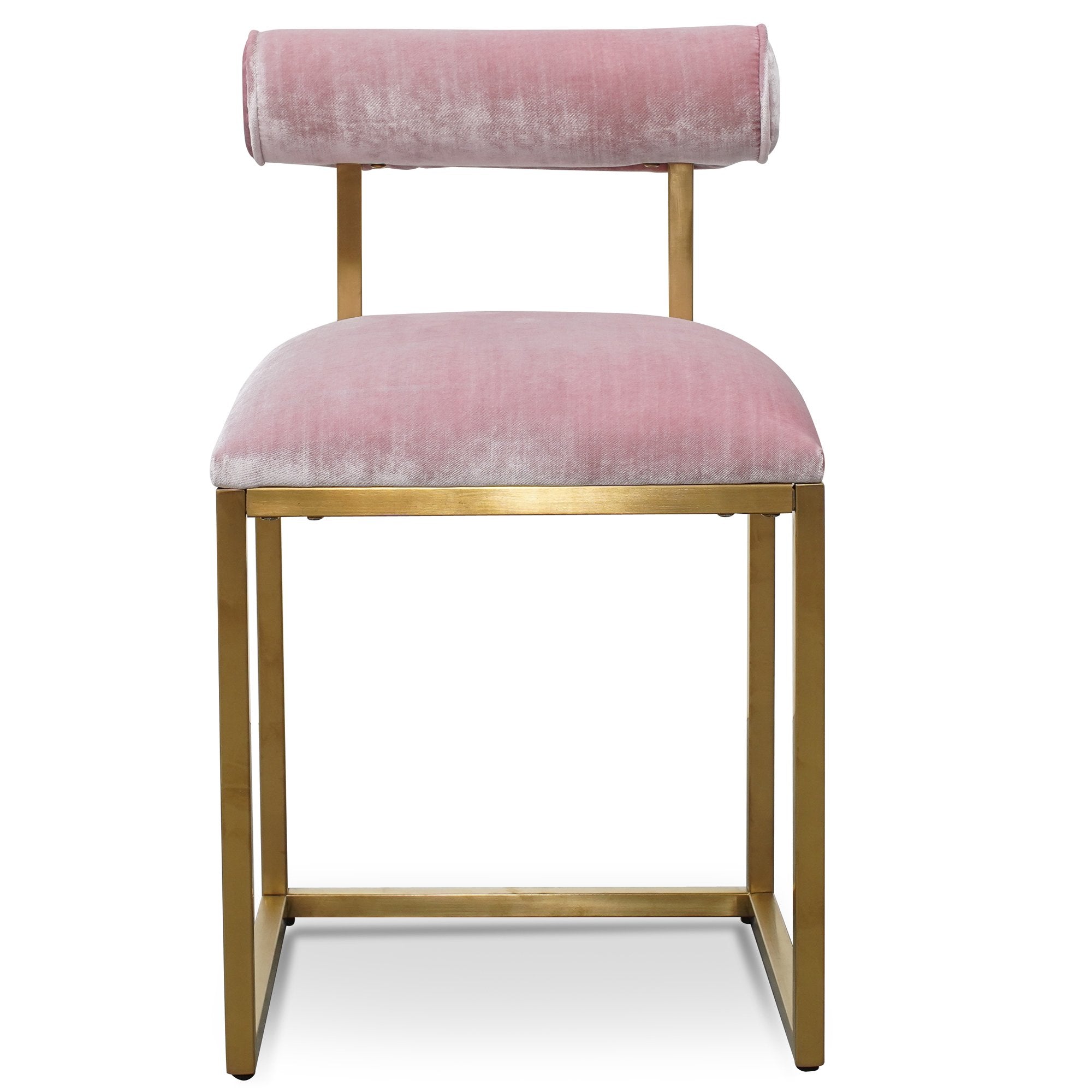 Zaynab Pink Velvet Chair - Brushed Gold Base - Dining Chairs