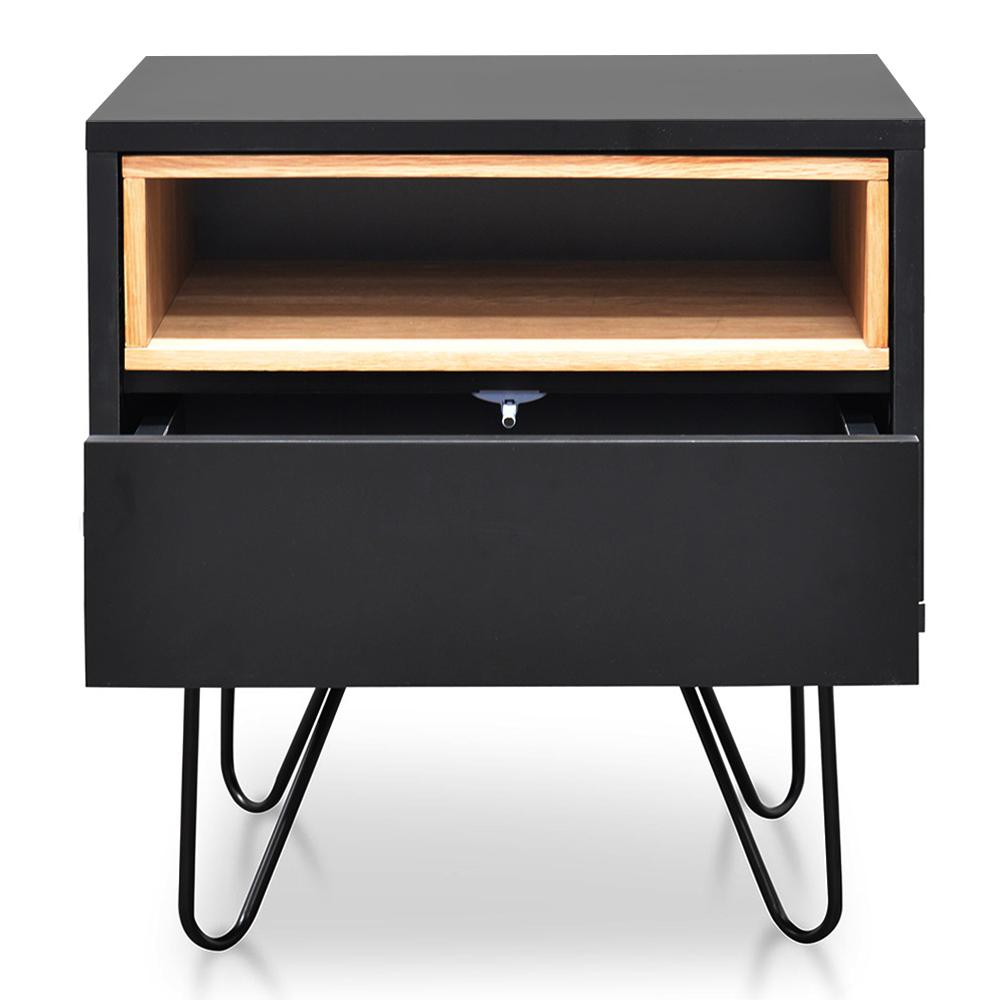 Zona Wooden Bedside Table - Black - Bedside Tables