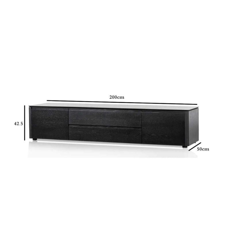 Carter Entertainment TV Stand with Middle Drawer - Black Ash Wood