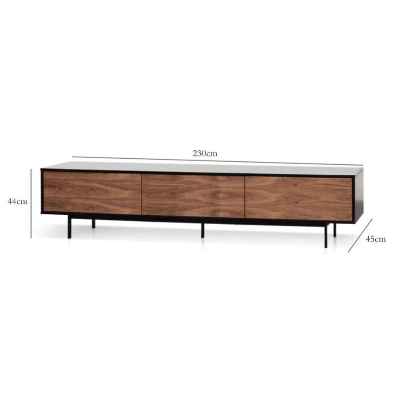 Aspen Wooden TV Entertainment Unit - Black Frame & Walnut finish Drawers