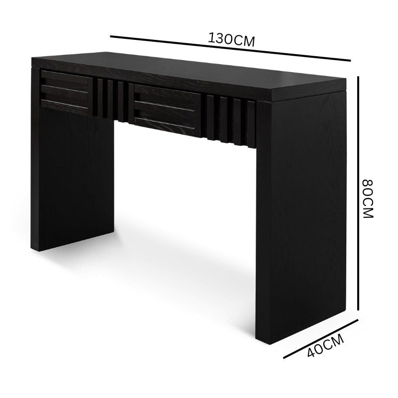 Adrian Wooden Console Table with Drawers - Textured Espresso Black