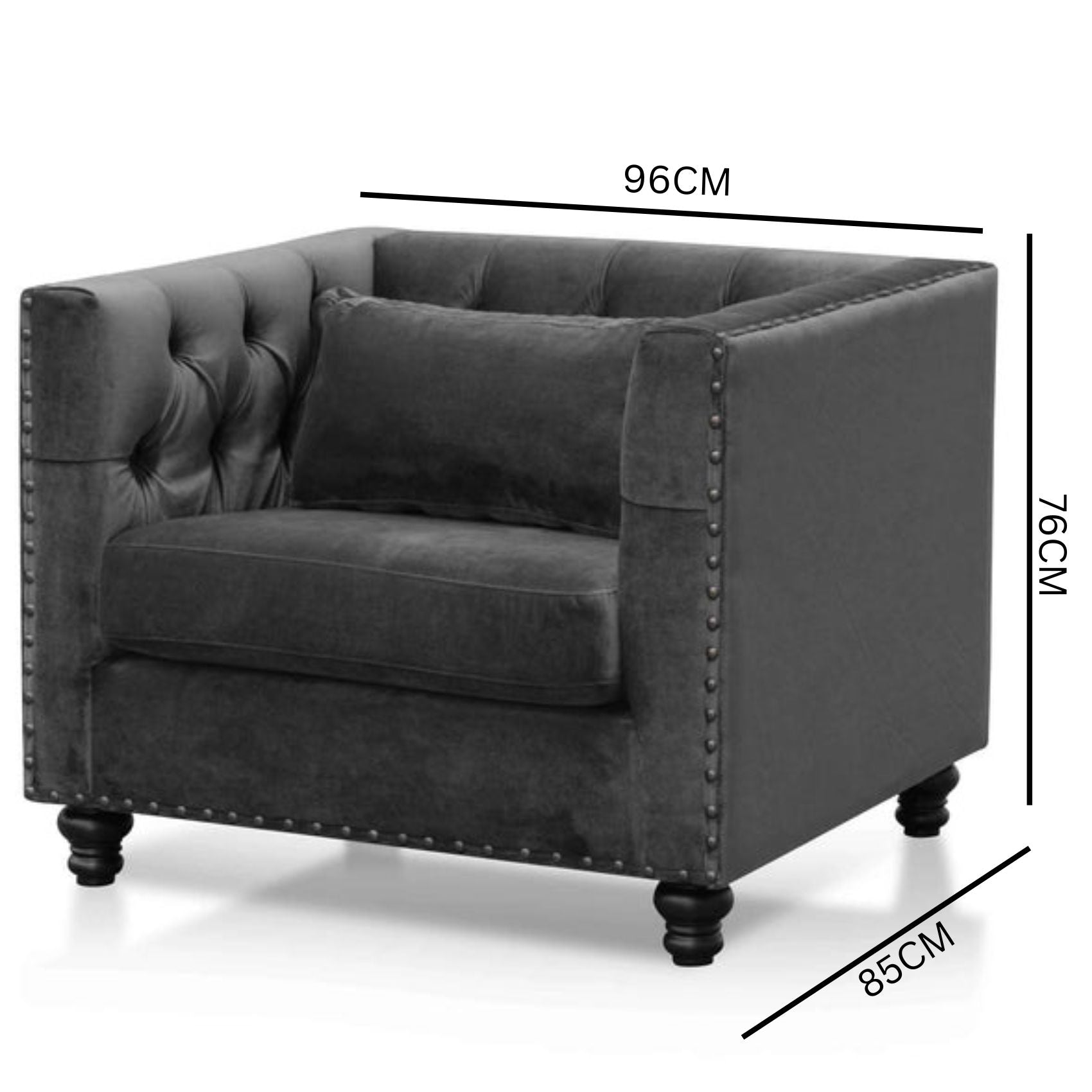 Amara Armchair - Cosmic Grey Velvet