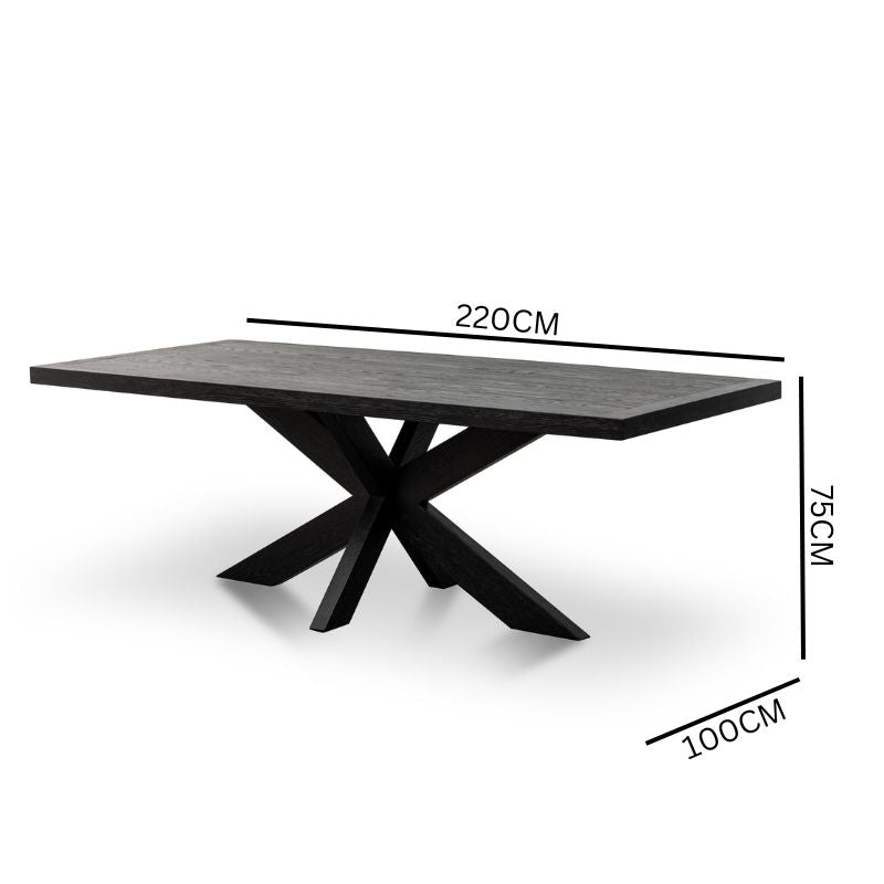 Amazon 2.2m Wooden Dining Table - Full Black