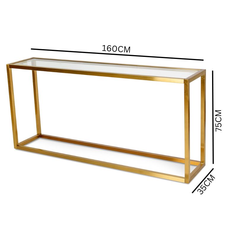 Amelia Glass Console Table - Gold Base