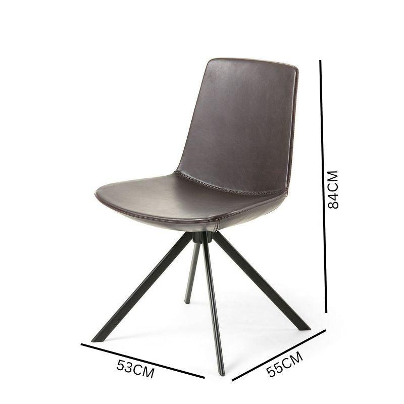 Amelia Leather Dining Chair - Dark Brown