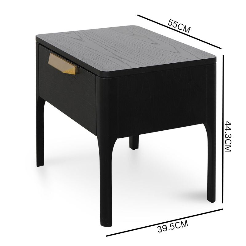 Aspen Wooden Bedside Table - Black
