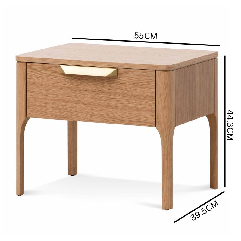 Aspen Wooden Bedside Table - Natural