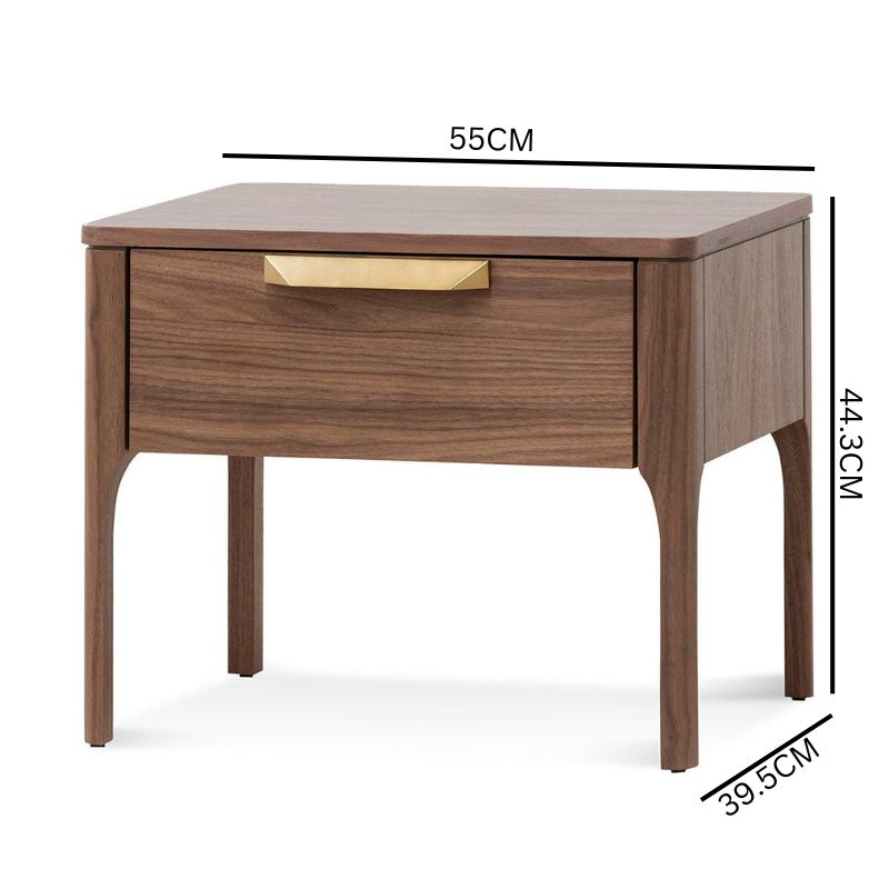 Aspen Wooden Bedside Table - Walnut