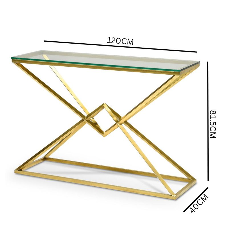 Audrey Glass Console Table - Gold Base