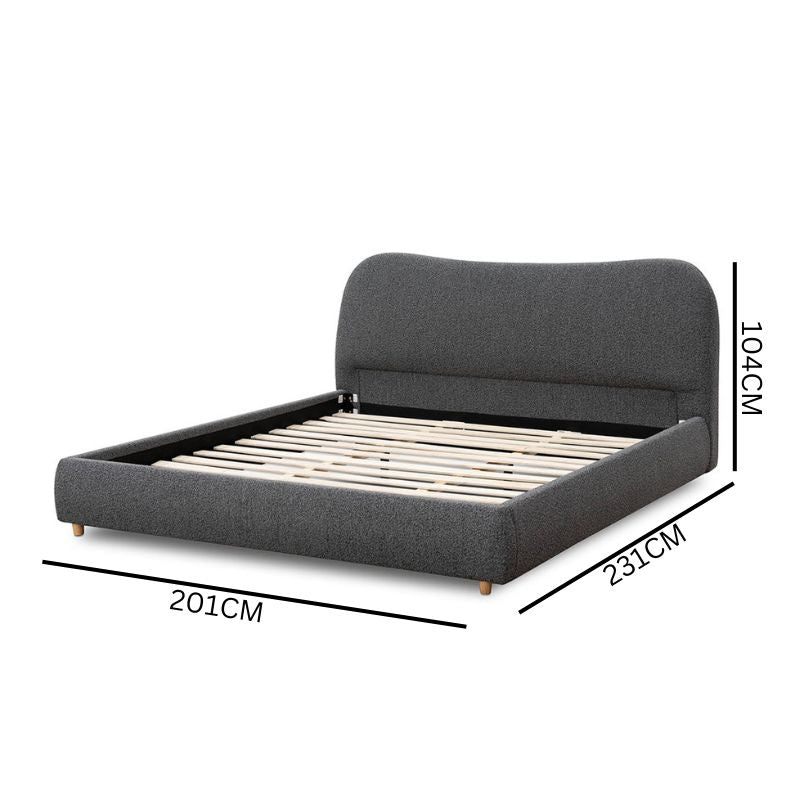 Aurora King Bed Frame - Charcoal Boucle