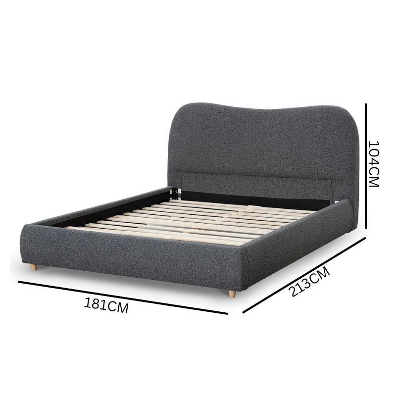 Aurora Queen Bed Frame - Charcoal Boucle