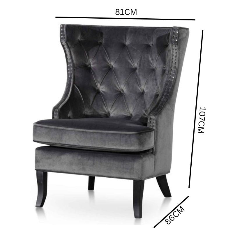Camilla Wingback Armchair - Cosmic Grey Velvet