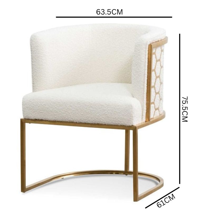 Carmine Ivory White Boucle Lounge Chair - Brushed Gold