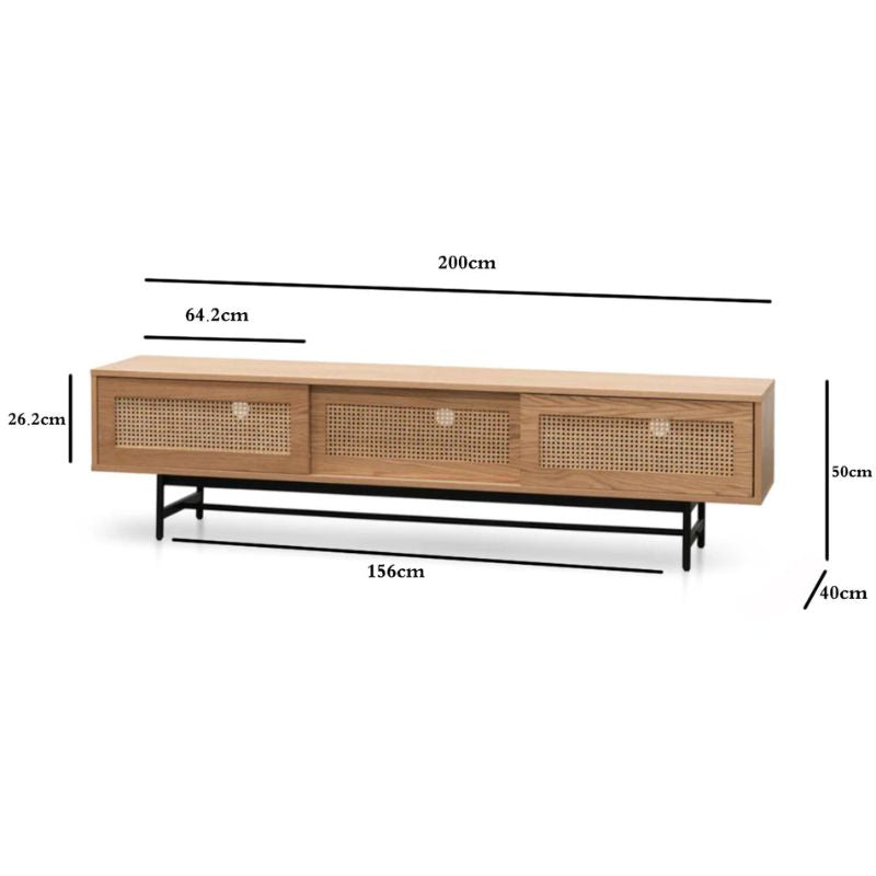 Delaney Natural Oak TV Stand - Rattan Doors