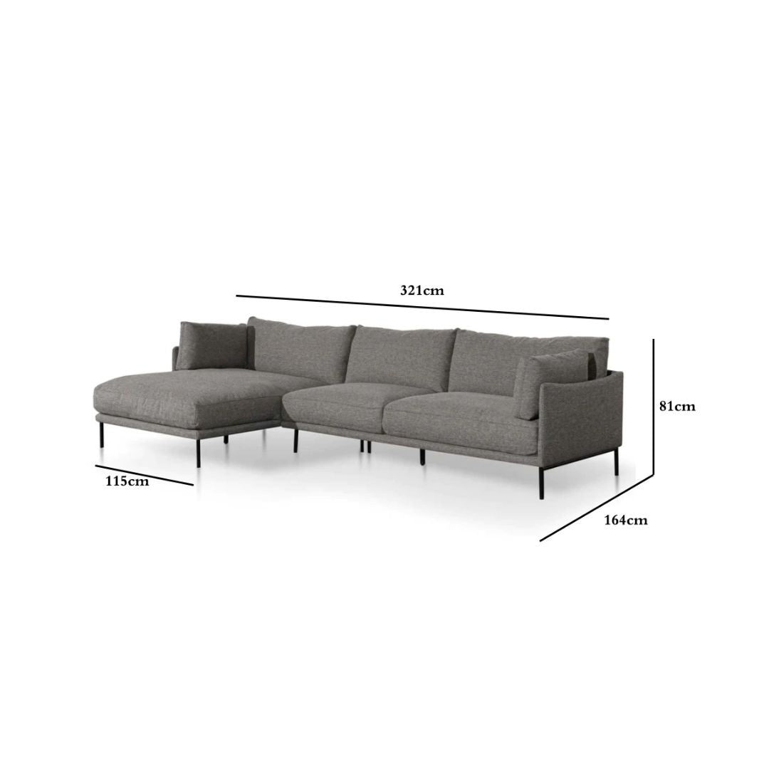Emilis 4S Left Chaise  Sofa - Graphite Grey