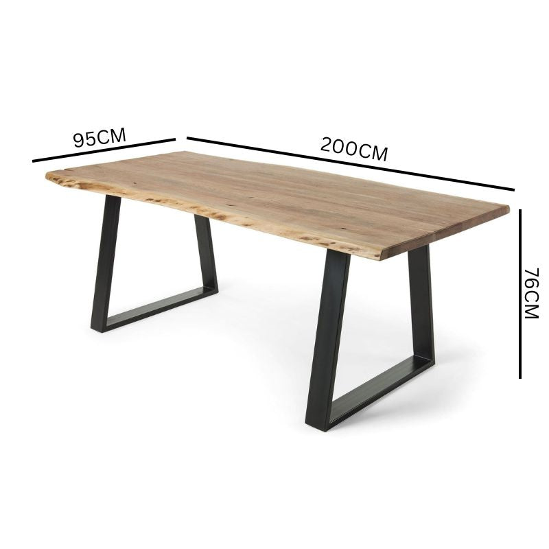 Fono 2m Solid Wattle Timber Dining Table - Natural