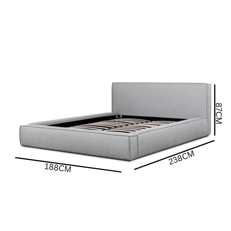 Grace Fabric King Bed Frame - Pearl Grey