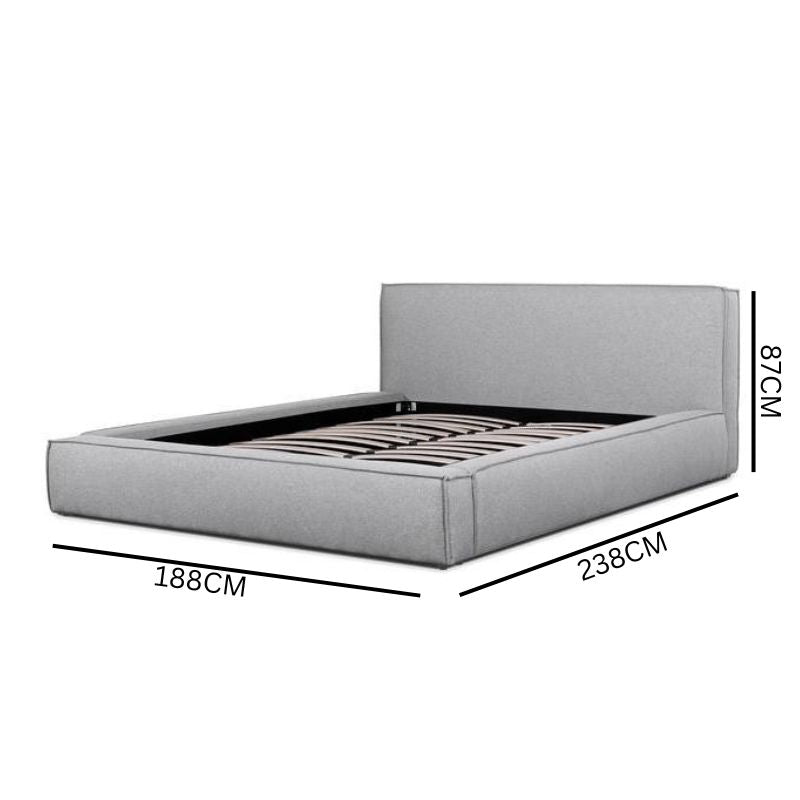 Grace Fabric Queen Bed Frame - Pearl Grey