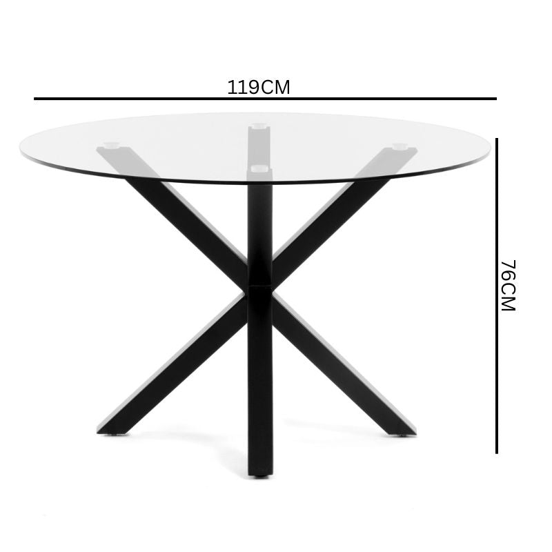 Jasper 119cm Round Glass Dining Table