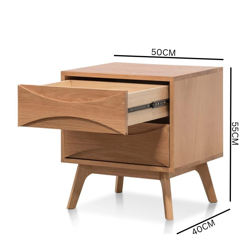 Mabel 2 Drawer Bedside Table - Natural