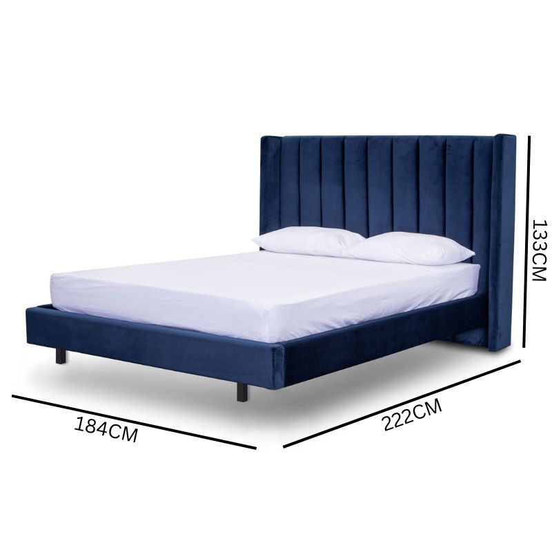 Mark Queen Bed Frame - Navy Velvet