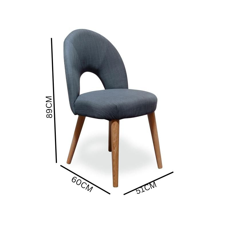 Oliver Upholstered Dining Chair - Steel Fabric