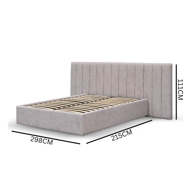 Ryan Wide Base King Sized Bed Frame - Oyster Beige