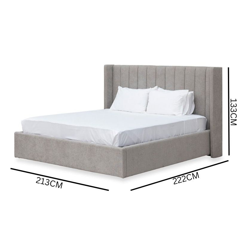 Sebastian Wide Base King Bed Frame - Oyster Beige