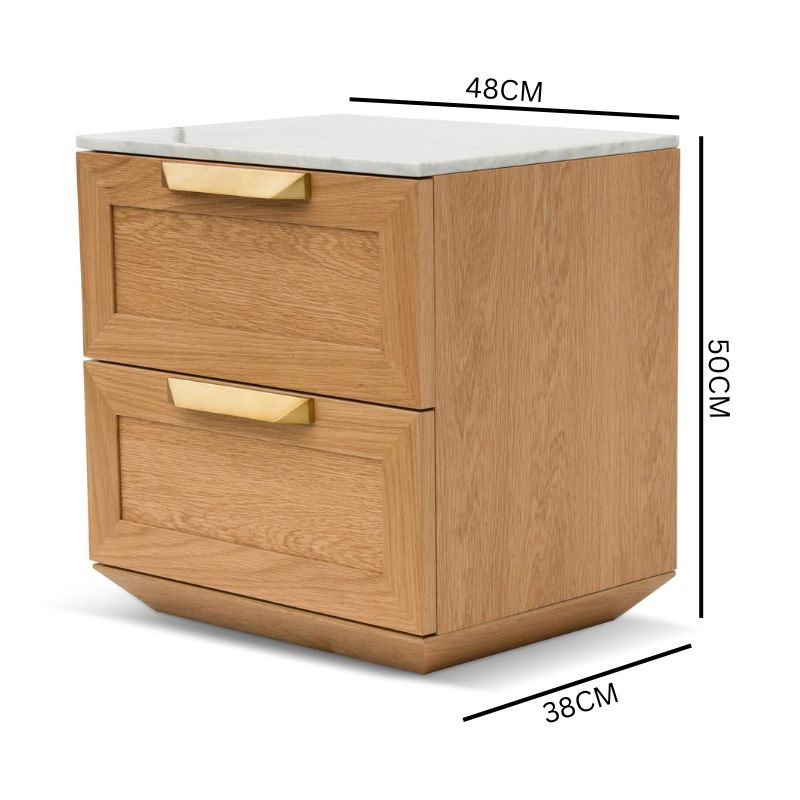 Selena Bedside Table - Natural with Marble Top
