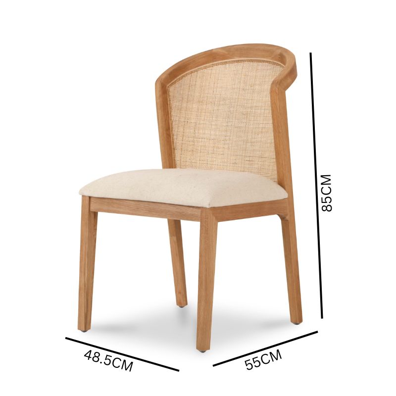 Set of 2 Edward Fabric Dining Chair - Light Beige