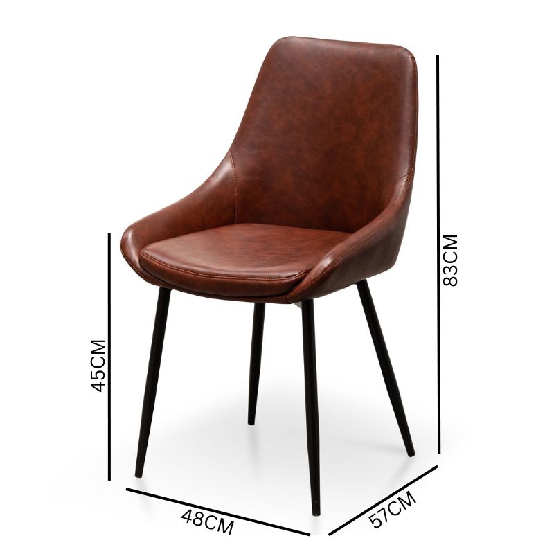Set of 2 Millie Dining Chair - Cinnamon Brown PU Leather