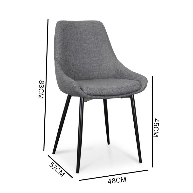 Set of 2 Millie Fabric Dining Chair - Dark Grey