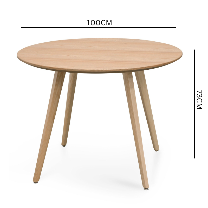 Smith 100cm Round Wooden Dining Table - Natural