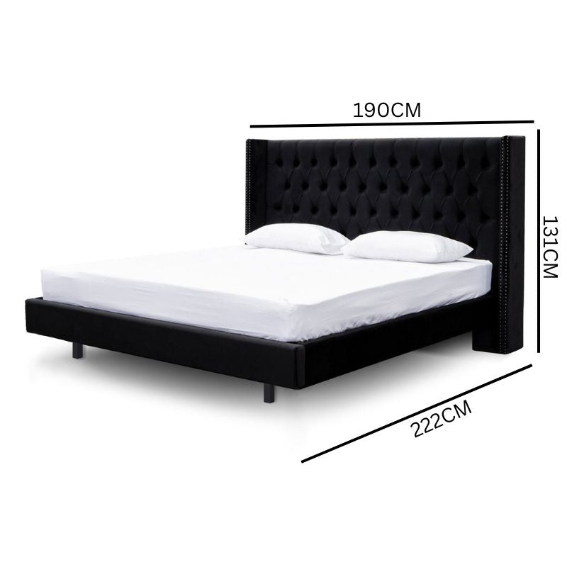 Theodore King Bed Frame - Black Velvet