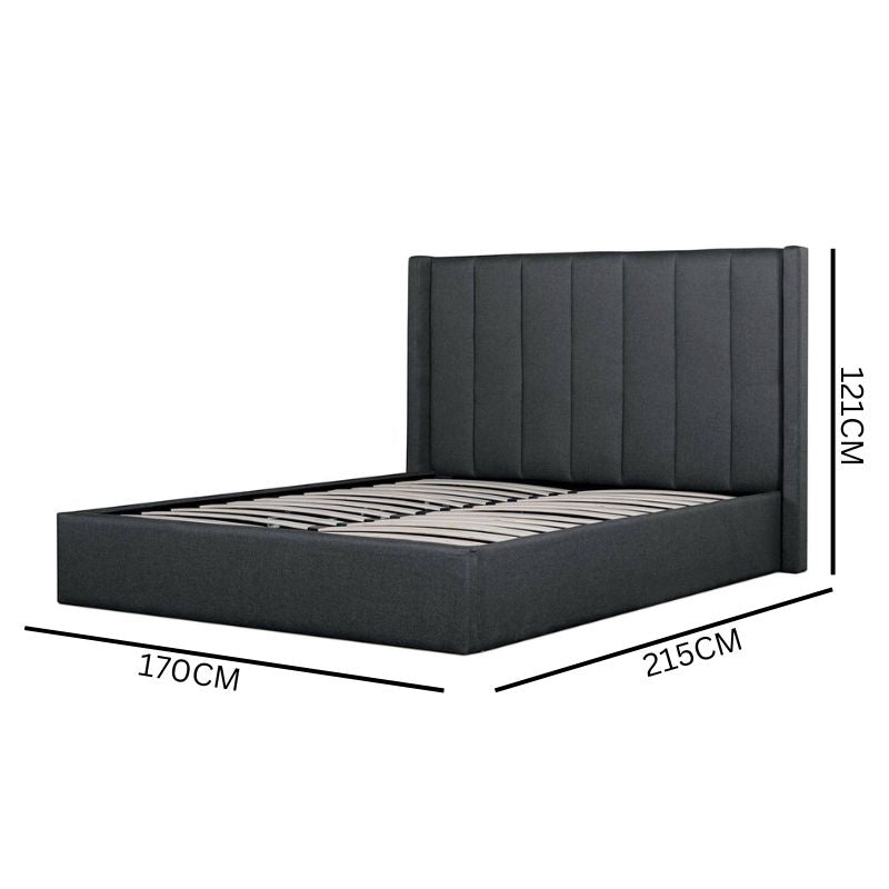 Vivienne Fabric Queen Bed Frame - Charcoal Grey