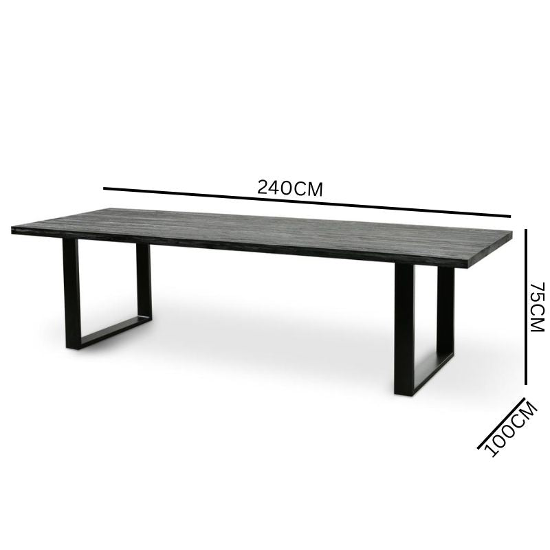 Xander Reclaimed Wood 2.8m Dining Table - Black