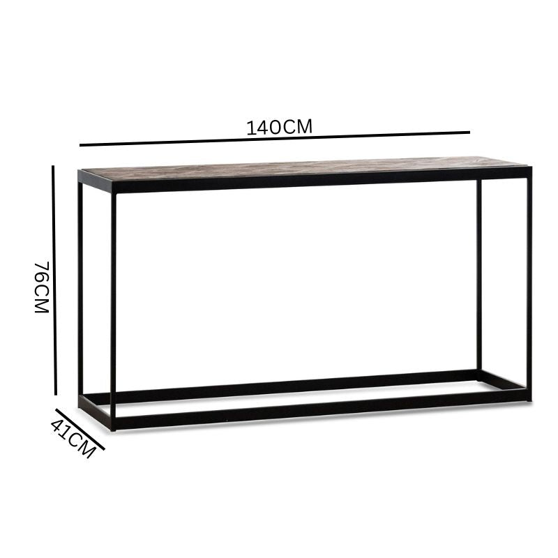 Yutani Console Table in Dark Natural - Black Frame
