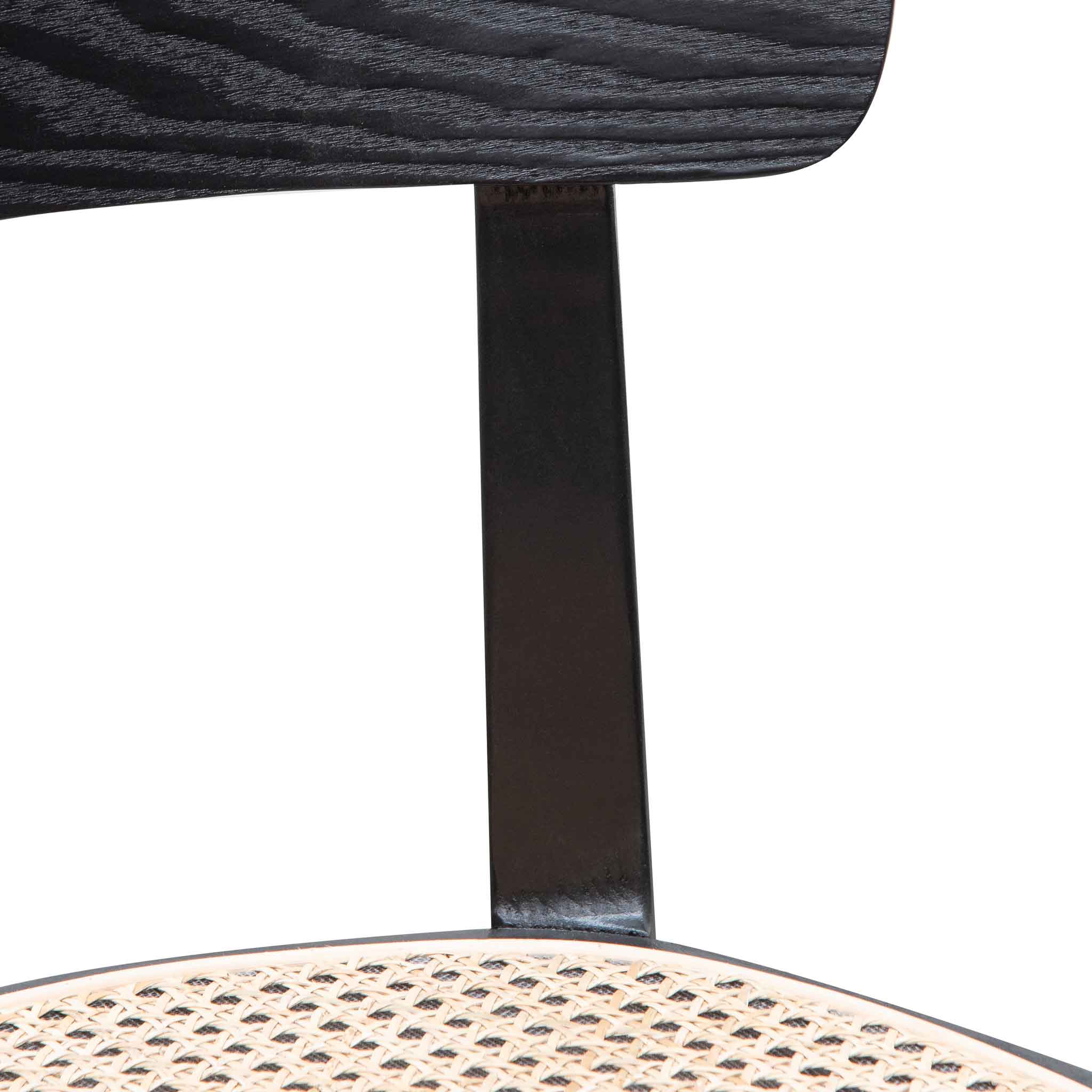 Adam Rattan Dining Chair - Black with Rattan Seat - Dining Chairs
