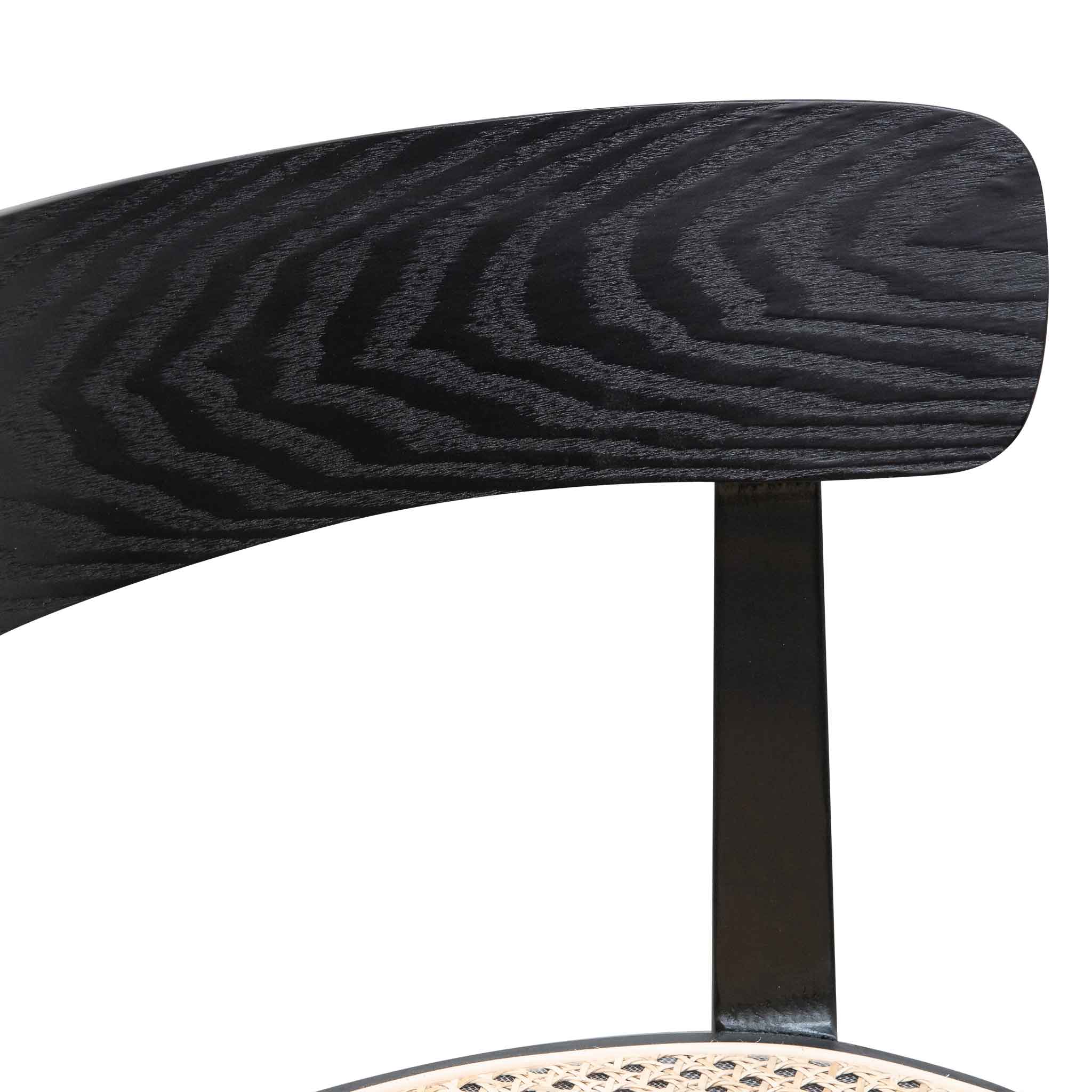 Adam Rattan Dining Chair - Black with Rattan Seat - Dining Chairs