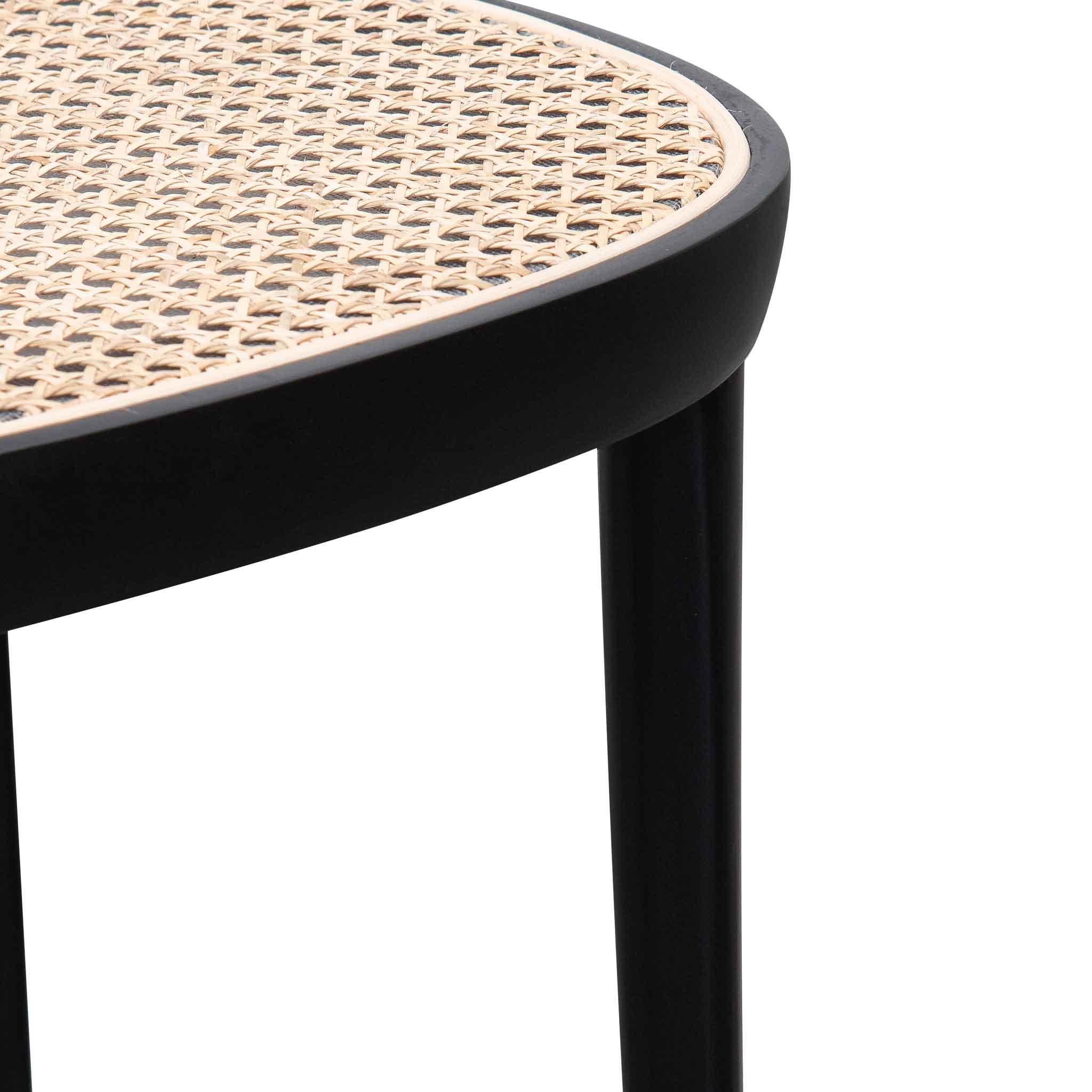Adam Rattan Dining Chair - Black with Rattan Seat - Dining Chairs