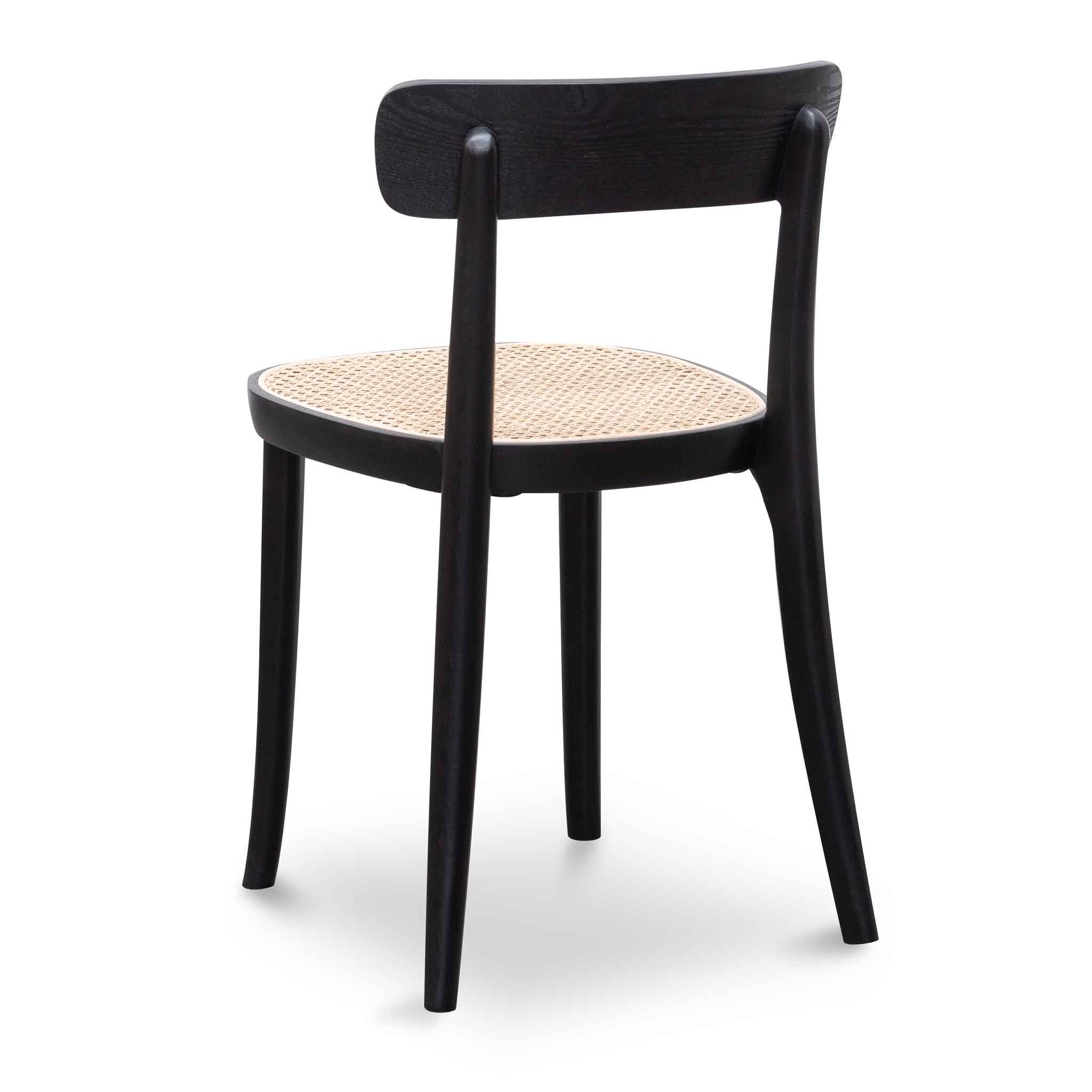 Adam Rattan Dining Chair - Black with Rattan Seat - Dining Chairs