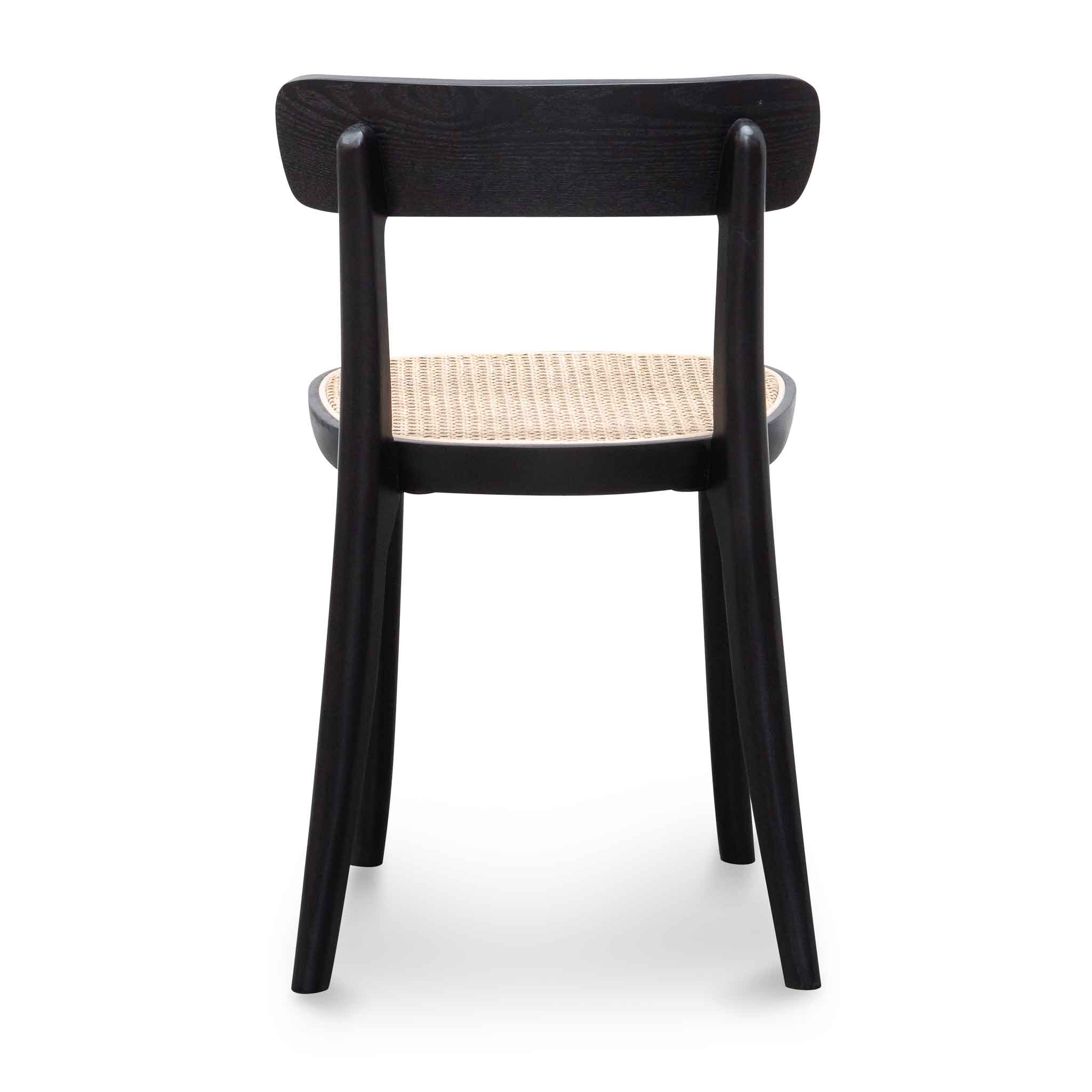 Adam Rattan Dining Chair - Black with Rattan Seat - Dining Chairs